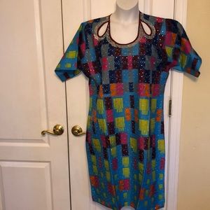 Ankara cut out neck all round bd stoned short Dres